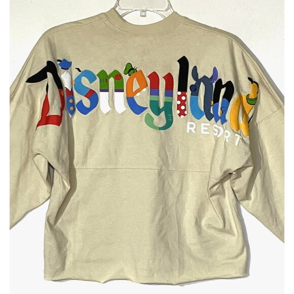 Disney Disneyland Resort Beige Character Letters Spirit Jersey Sweatshirt - Picture 4 of 7